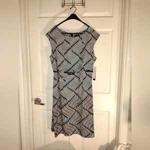 NWT I LE NEWYORK Belted Plus Size Patterned Dress